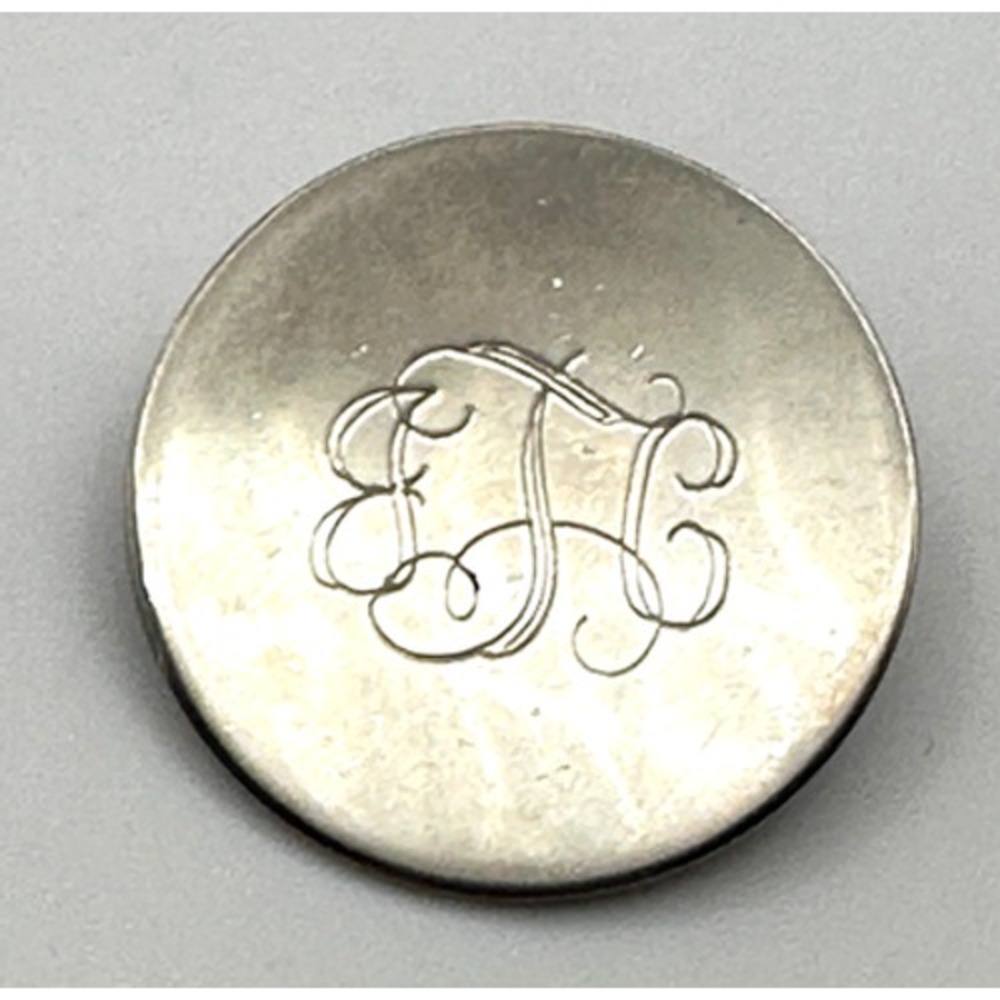 Vintage 80s Silver Tone Monogrammed Brooch Pin Classic Jewelry